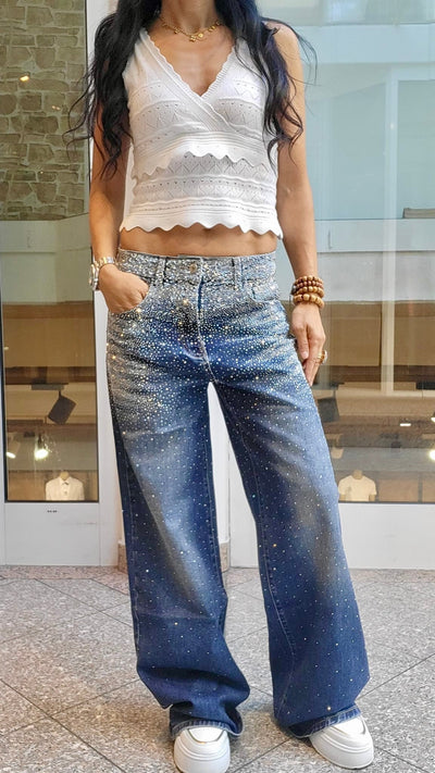 Amelie | Mitternacht Glitzer Jeans