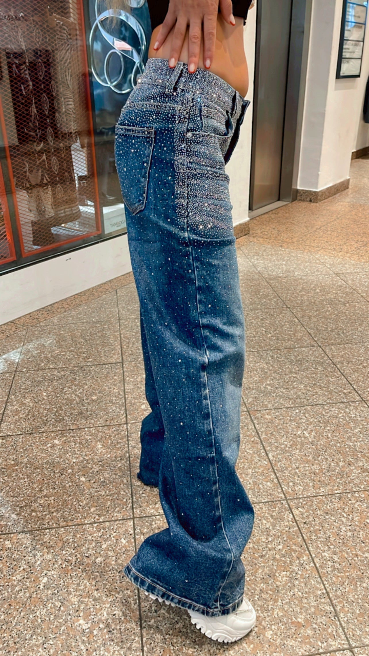 Amelie | Mitternacht Glitzer Jeans