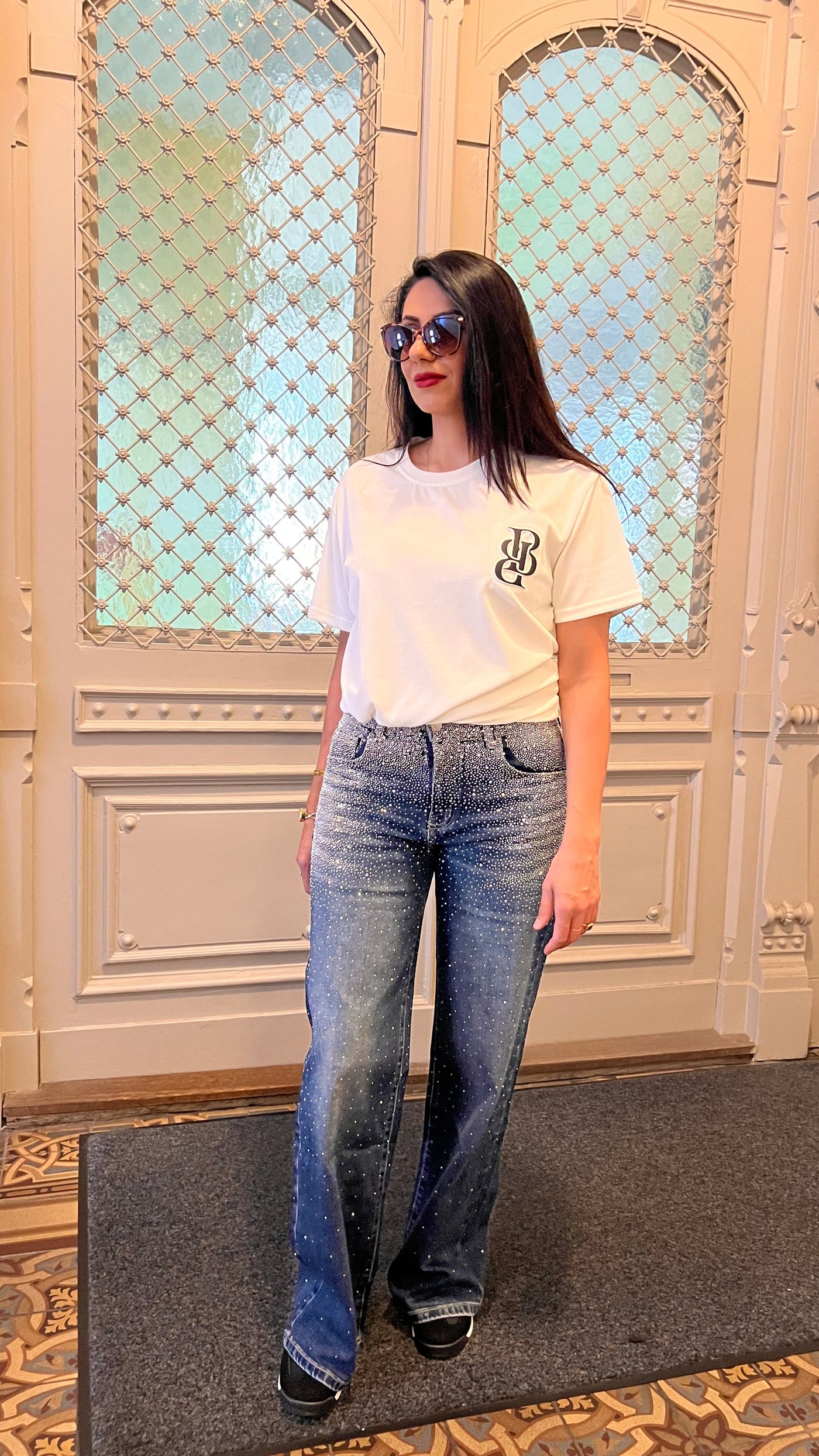 Amelie | Mitternacht Glitzer Jeans