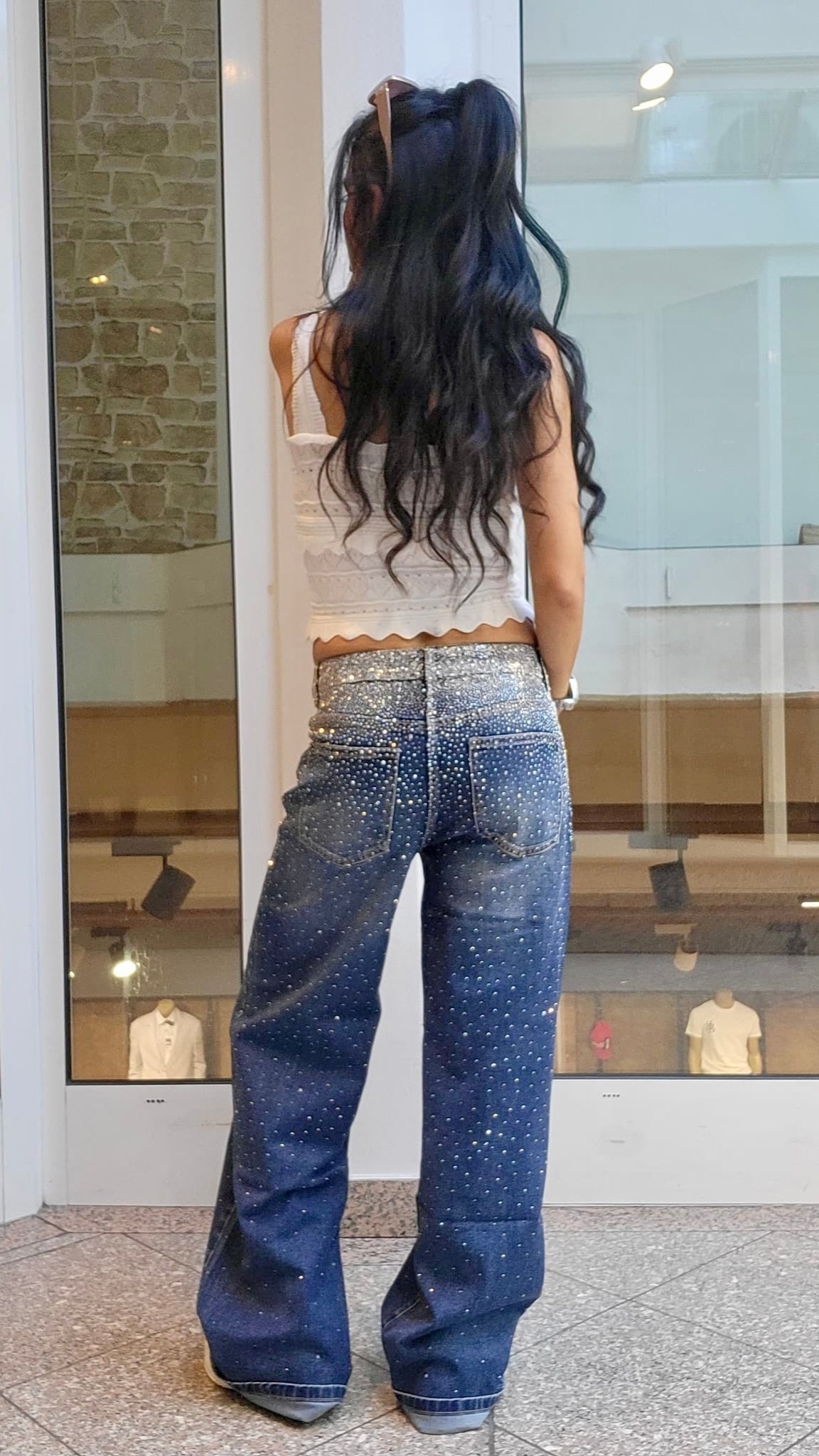 Amelie | Mitternacht Glitzer Jeans