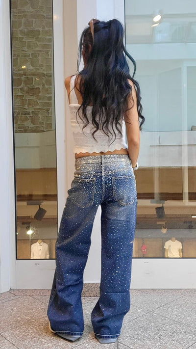 Amelie | Mitternacht Glitzer Jeans