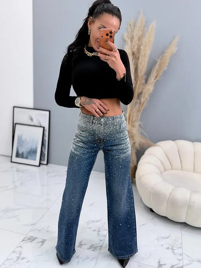 Amelie | Mitternacht Glitzer Jeans